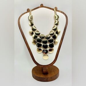 Express Gold Tone Statement Bib Necklace Layered Disc Collar
